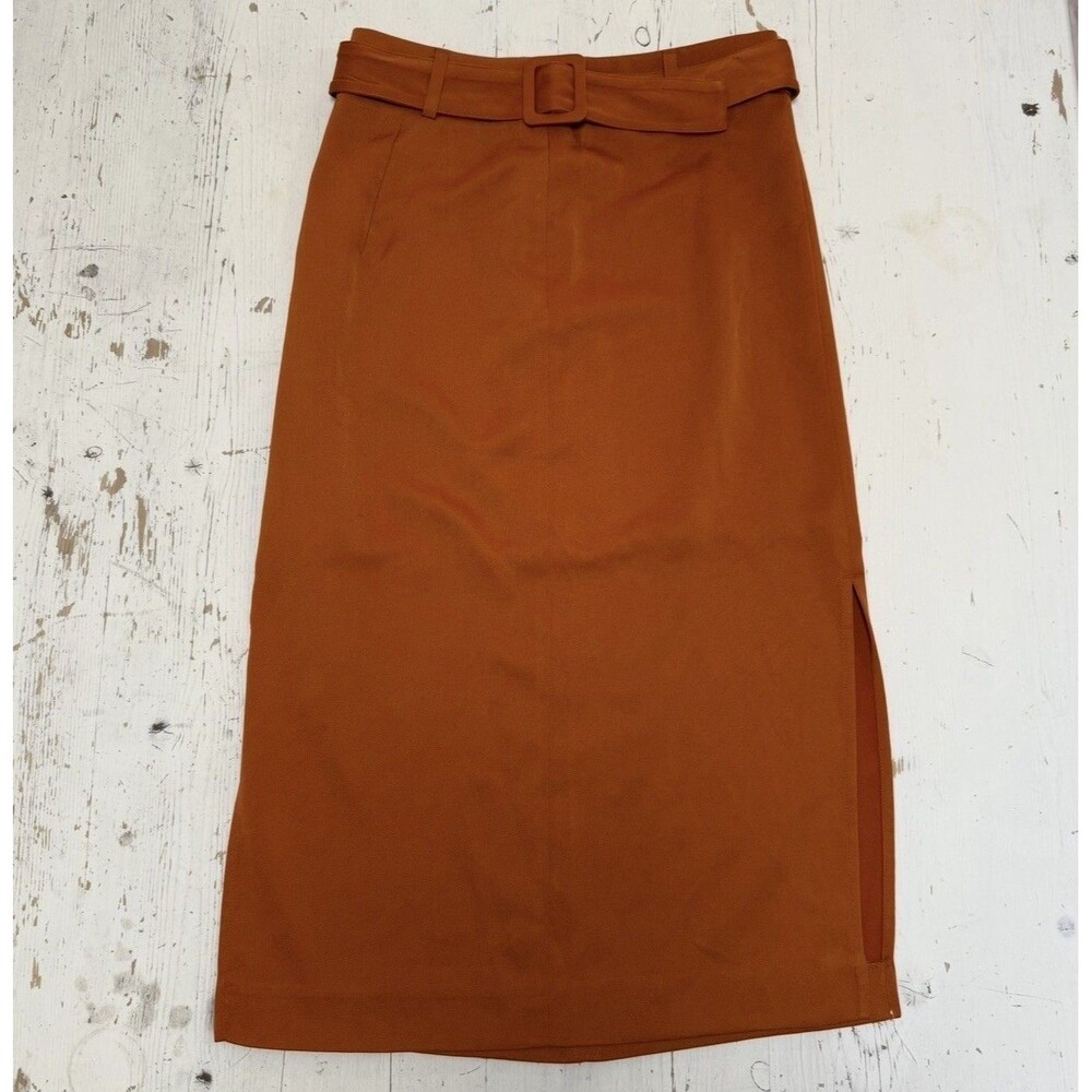 Express Womens Rust Orange Front Slit Midi Pencil Skirt Size 0